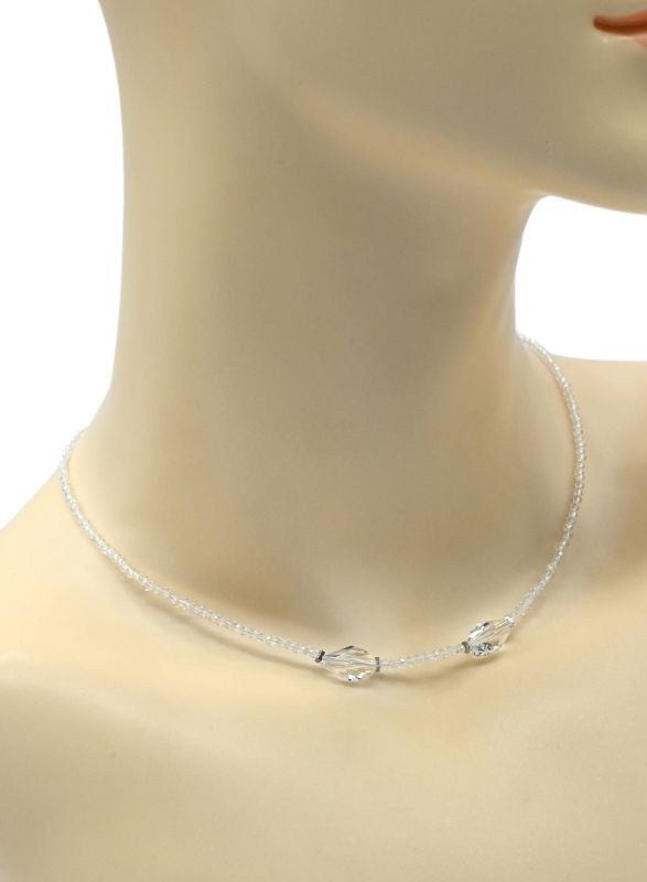 Women's choker made of zircon ball 2mm color crystal, 39cm