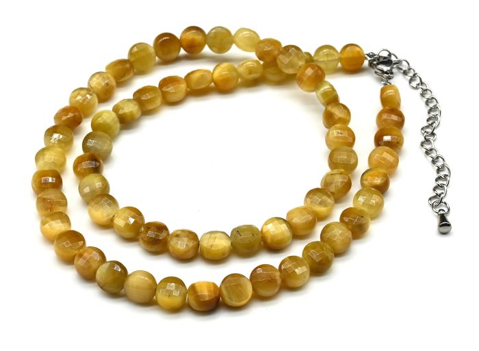 Tiger eye choker circle 6mm, gold color, 40cm