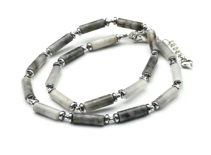 Marble jasper choker cylinder 4*13mm, 39cm