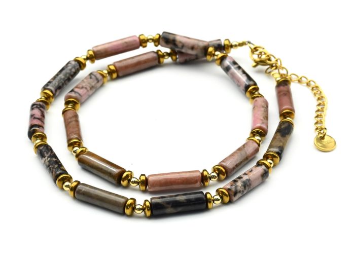 Rhodonite choker cylinder 4*13mm, 39cm