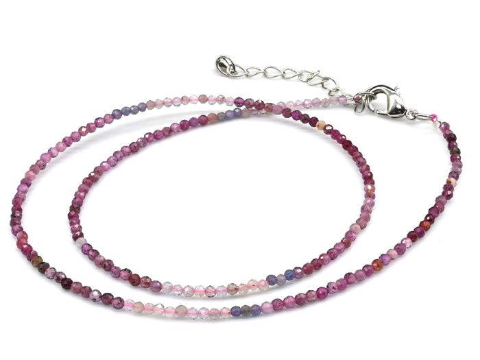 Choker made of tourmaline and spinel red ball 2mm, 40cm