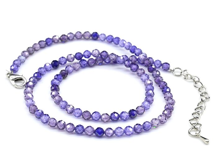 Choker made of cubic zirconia ball 4mm, violet color, 41cm