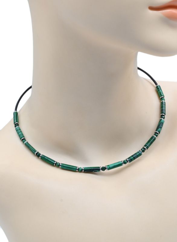 Choker with artificial malachite, 42cm