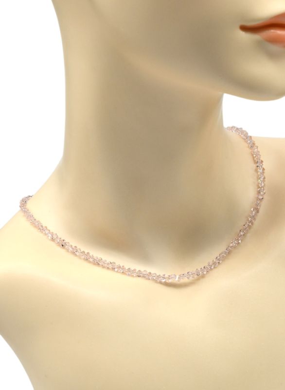 Women's neck choker made of zircon cut 4mm rose color, 44cm