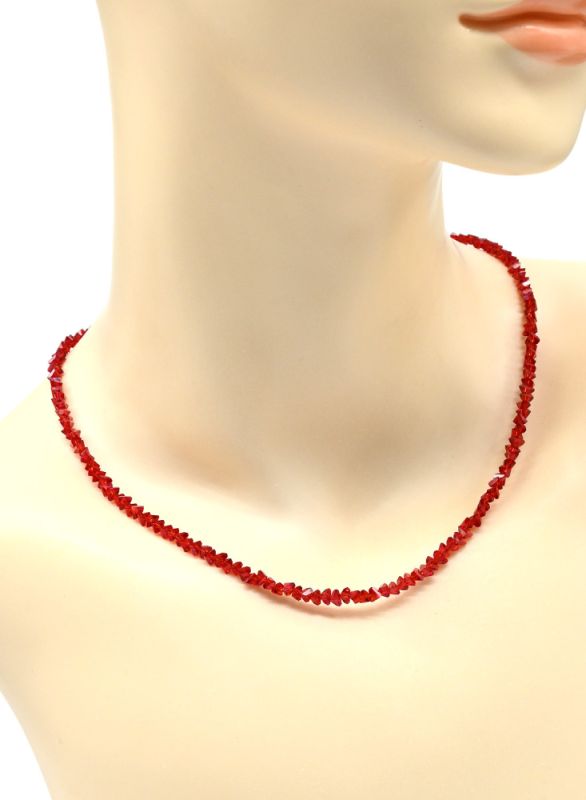 Women's neck choker made of zircon cut 4mm color red, 44cm