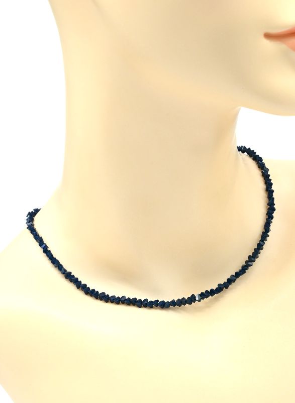 Women's neck choker made of zircon cut 4mm blue, 41cm