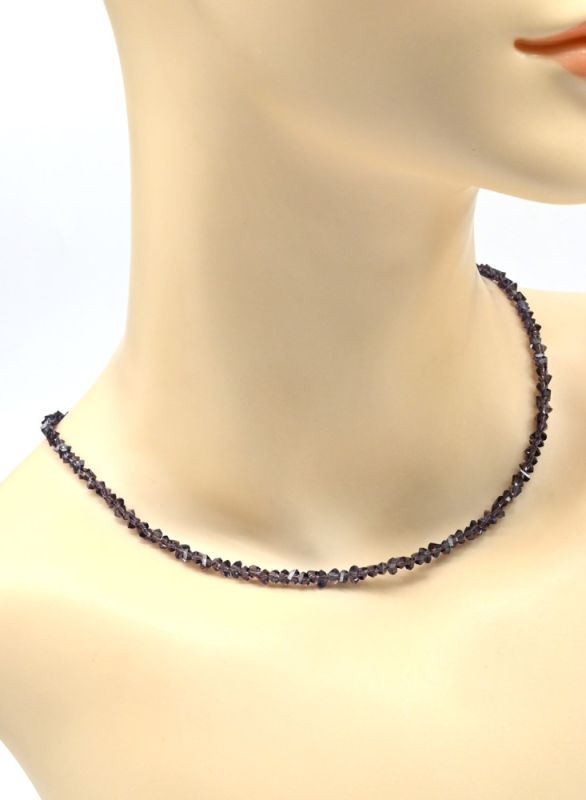 Women's neck choker made of zircon cut 4mm violet color, 41cm