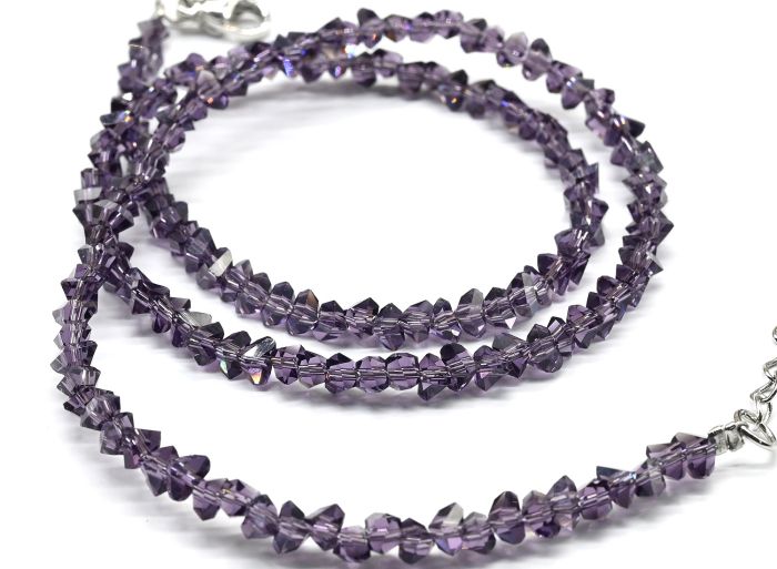 Women's neck choker made of zircon cut 4mm violet color, 41cm