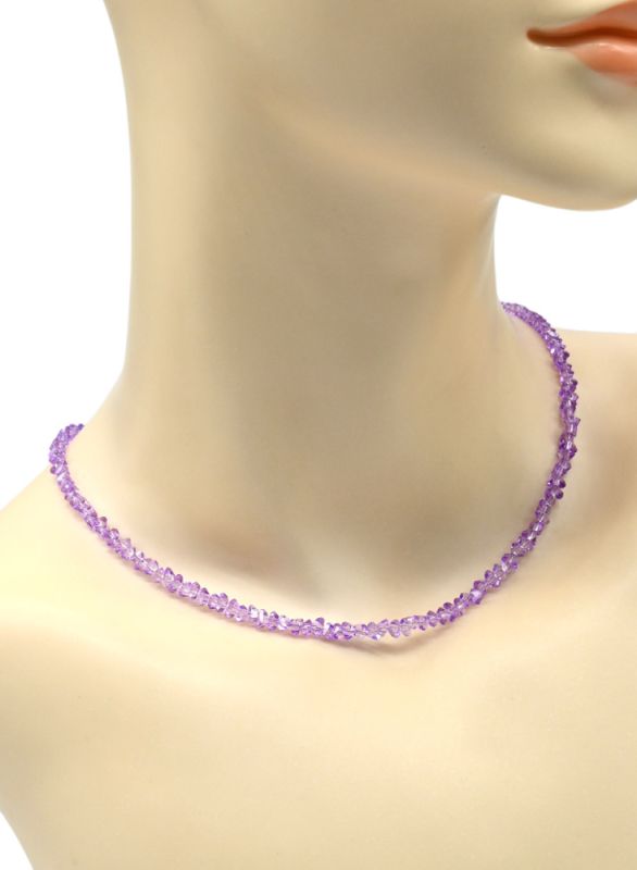 Women's neck choker made of zircon cut 4mm purple, 41cm