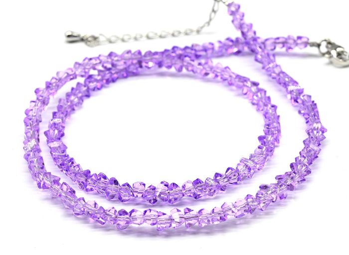 Women's neck choker made of zircon cut 4mm purple, 41cm