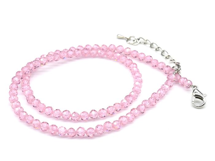 Choker made of cubic zirconia ball 4mm, pink, 39cm