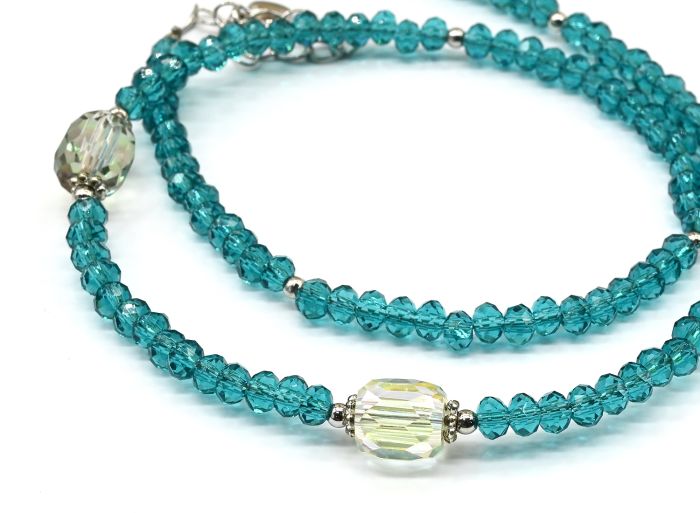 Zircon choker rondel 4mm turquoise color, 40cm