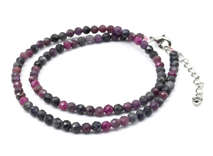 Choker made of ruby and sapphire ball 4mm, 41cm