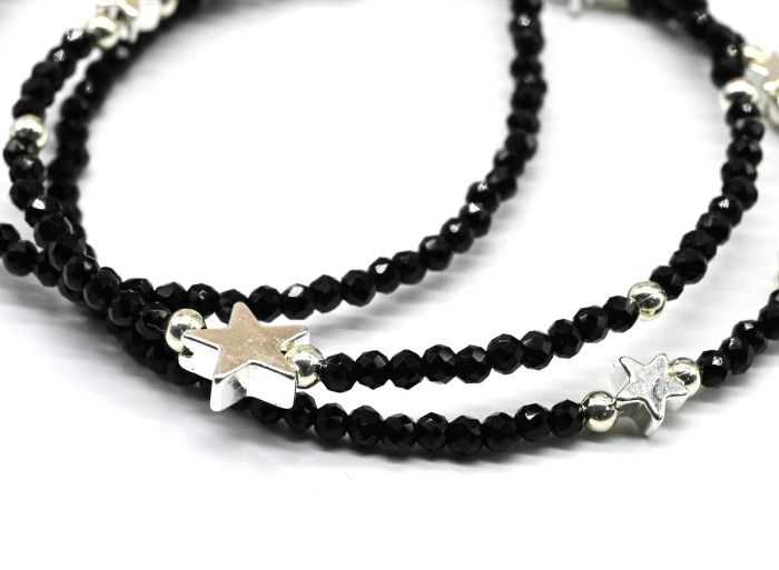 Choker made of black spinel "Star" ball 2mm black, 39cm