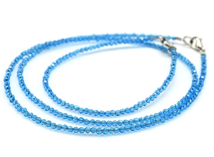 Choker and bracelet made of spinel ball 2mm blue color, 45cm; 17cm