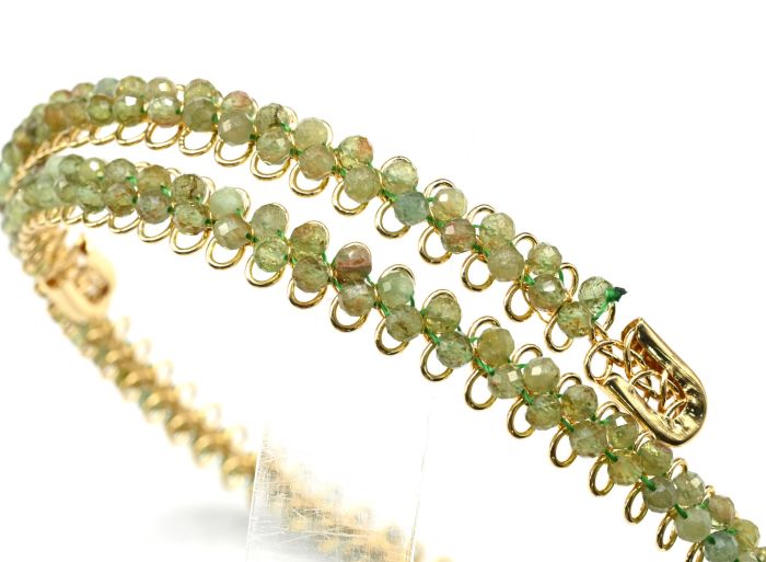 Green garnet choker (grossular) ball 3mm, 43cm