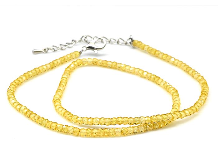 Choker made of cubic zirconia rondel 3*2mm, yellow, 40cm