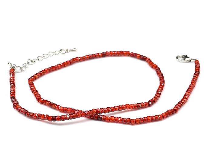 Choker made of cubic zirconia rondel 3*2mm, reddish, 41.5cm