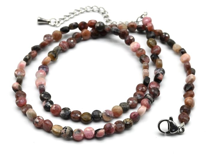 Choker made of rhodonite circle 4mm, 39cm