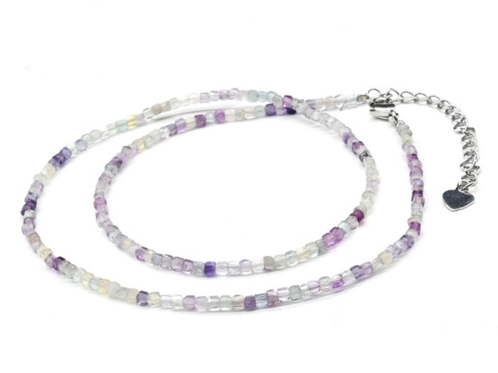 Choker made of fluorite cube 2mm, 39.5cm