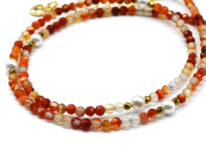 Carnelian choker ball 3mm, majorcan insert ball 4mm, 39cm