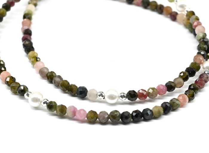 Tourmaline choker ball 3mm, majorca insert ball 4mm, 39cm