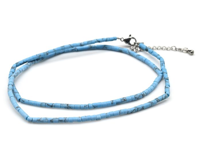 Artificial Turquoise Choker cylinder 3*2mm, 46cm