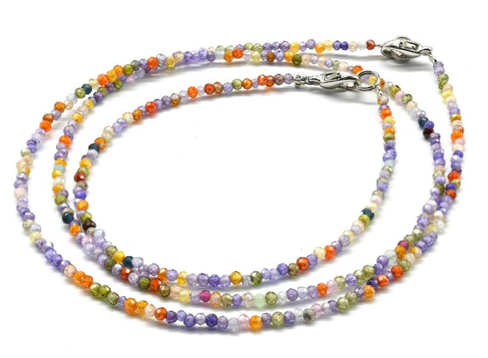 Choker and bracelet made of cubic zirconia ball 2mm assorted color, 45cm; 17cm