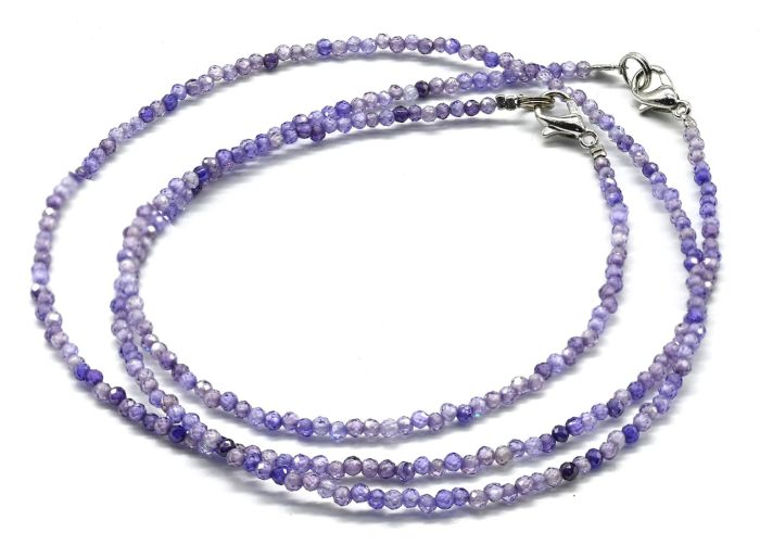 Choker and bracelet made of cubic zirconia ball 2mm color purple, 45cm; 17cm