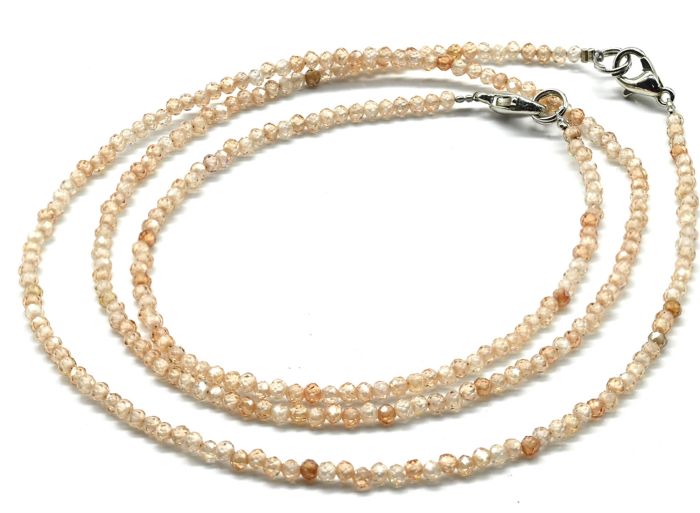 Choker and bracelet made of cubic zirconia ball 2mm cappuccino color, 45cm; 17cm