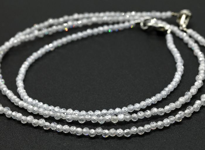 Choker and bracelet made of cubic zirconia ball 2mm, crystal color, 45cm; 17cm