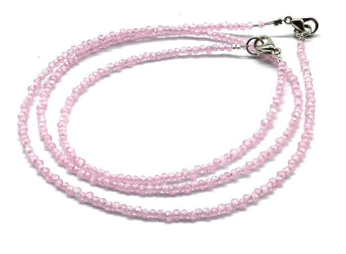 Choker and bracelet made of cubic zirconia ball 2mm color pink, 45cm; 17cm