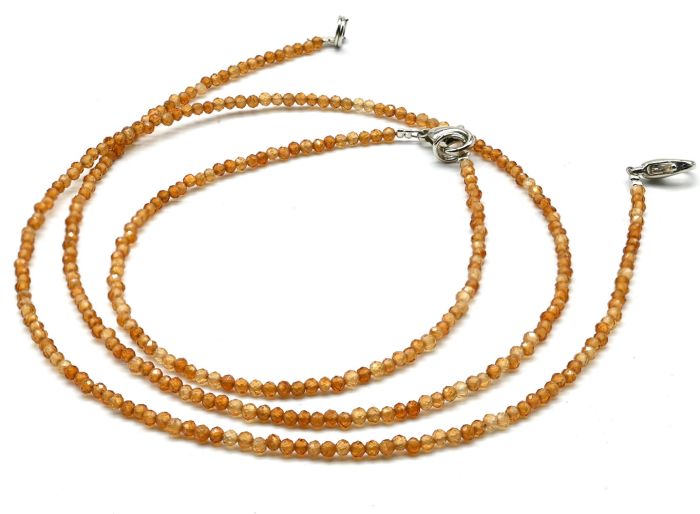 Choker and bracelet made of hessonite (garnet) ball 2mm, 45cm; 17cm