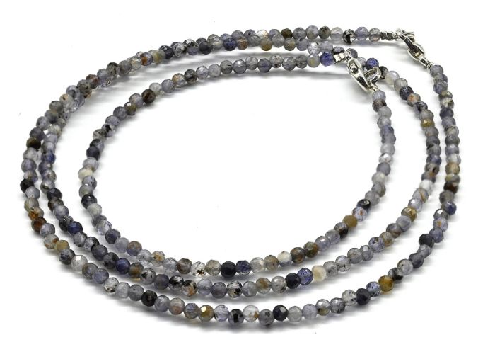 Choker and bracelet made of Iolite (cordierite) ball 3mm, 45cm; 17cm