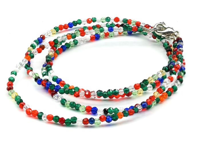 Choker and bracelet made of spinel ball 2mm color assorted, 45cm, 17cm