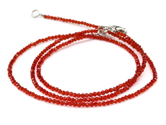 Choker and bracelet made of spinel ball 2mm color red, 45cm; 17cm