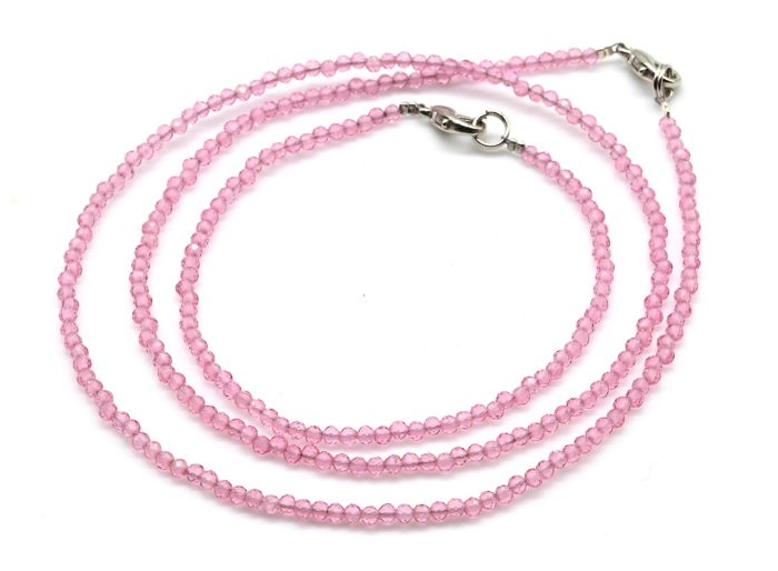 Choker and bracelet made of spinel ball 2mm pink light, 45cm; 17cm