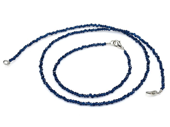 Choker and bracelet made of spinel ball 2mm blue, 45cm; 17cm