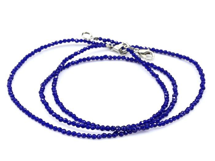 Choker and bracelet made of spinel ball 2mm bright blue color, 45cm; 17cm