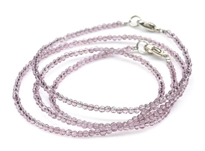 Choker and bracelet made of spinel ball 2mm purple color, 45cm; 17cm