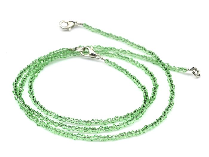 Choker and bracelet made of spinel ball 2mm green, 45cm; 17cm