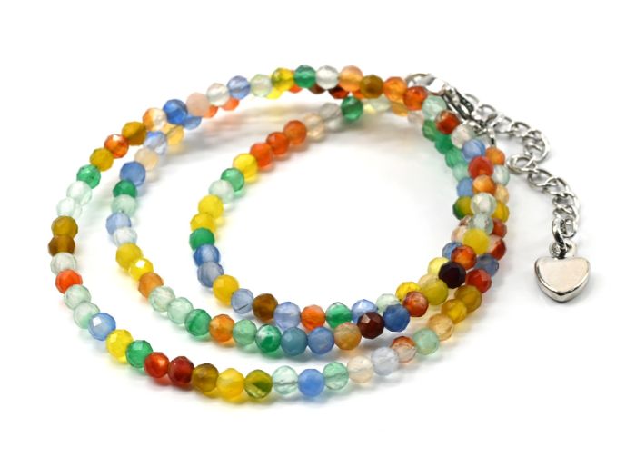 Choker made of tinted agate ball 3mm color assorted, 398m