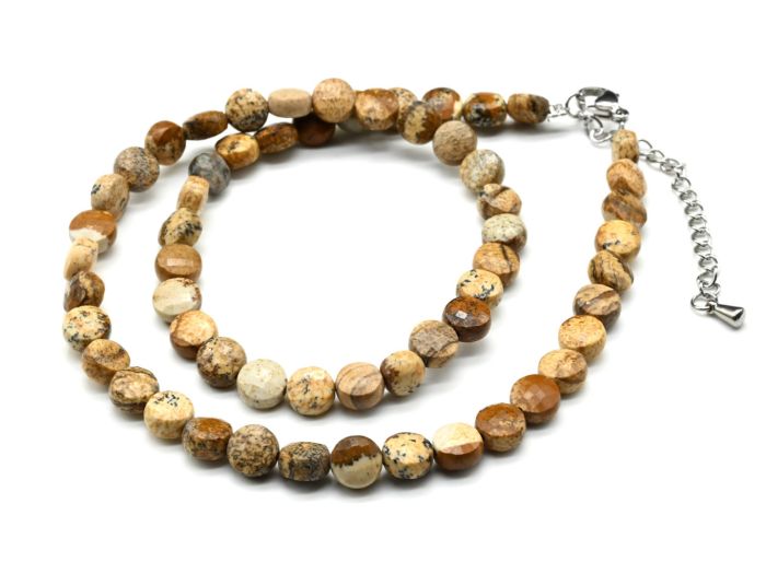 Jasper choker beige circle 6mm, 39cm