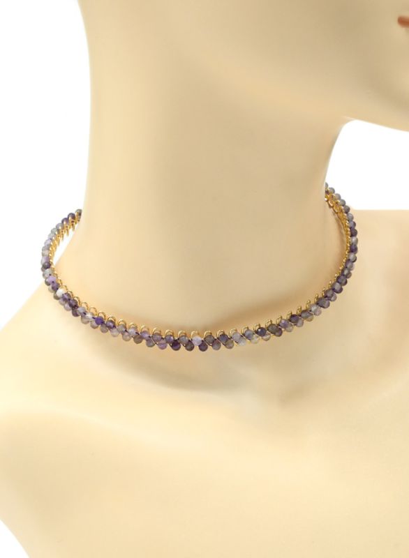 Amethyst choker ball 3mm, 43cm