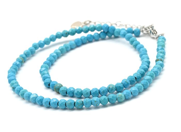 Artificial turquoise rondel choker 4*3mm, 37 cm