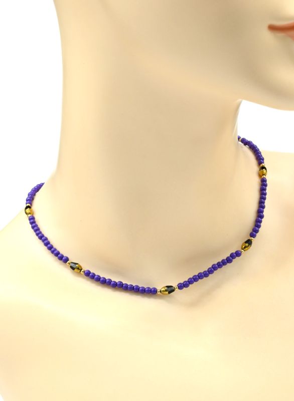 Bead choker "Ovals" ball 3mm violet color, 39cm