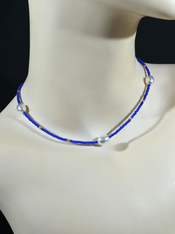 Beaded choker with Majorca rondel 2*1mm blue, 38cm