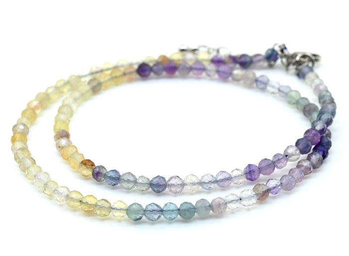 The choker is made of fluorite ball 4mm, 39cm.