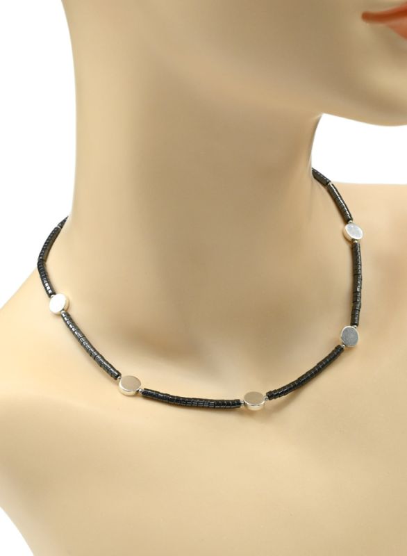 Hematite choker disc 3*2mm black, insert circle 8mm, 40cm