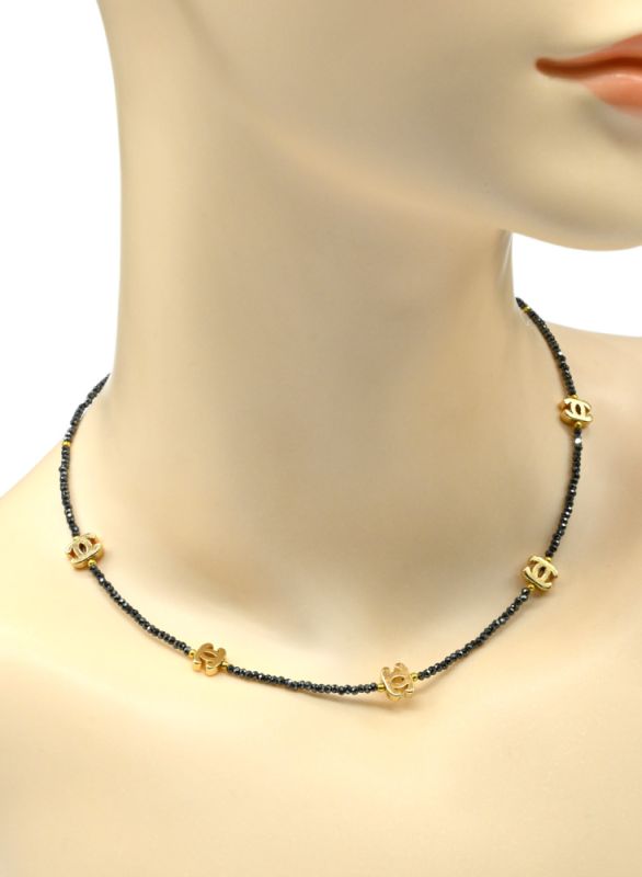 Hematite choker ball 2mm silver color, insert 8*6mm, 40cm